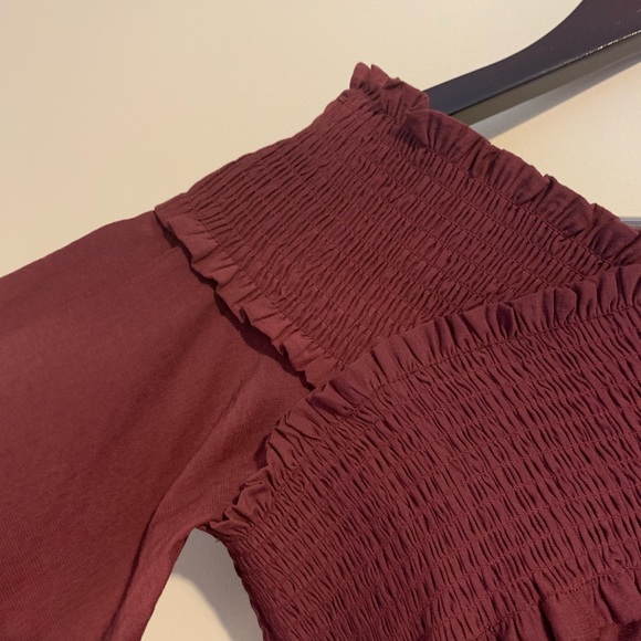VICI Ascension Off Shoulder Smocked Top - Burgundy - Picture 5 of 8
